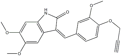 (3Z)-5,6-dimethoxy-3-[(3-methoxy-4-prop-2-ynoxyphenyl)methylidene]-1H-indol-2-one Struktur