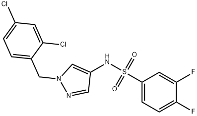 N-[1-[(2,4-dichlorophenyl)methyl]pyrazol-4-yl]-3,4-difluorobenzenesulfonamide Struktur