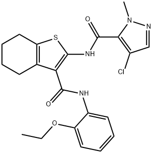 4-chloro-N-[3-[(2-ethoxyphenyl)carbamoyl]-4,5,6,7-tetrahydro-1-benzothiophen-2-yl]-2-methylpyrazole-3-carboxamide Struktur