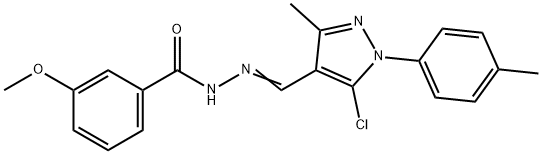 N-[(E)-[5-chloro-3-methyl-1-(4-methylphenyl)pyrazol-4-yl]methylideneamino]-3-methoxybenzamide Struktur