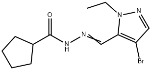 N-[(E)-(4-bromo-2-ethylpyrazol-3-yl)methylideneamino]cyclopentanecarboxamide Struktur