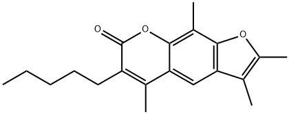 2,3,5,9-tetramethyl-6-pentylfuro[3,2-g]chromen-7-one Struktur