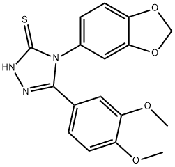 4-(1,3-benzodioxol-5-yl)-3-(3,4-dimethoxyphenyl)-1H-1,2,4-triazole-5-thione Struktur