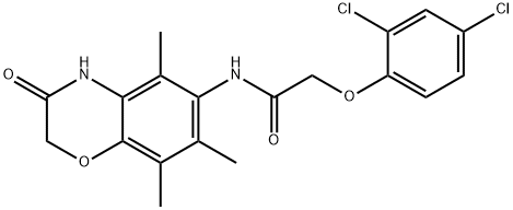 2-(2,4-dichlorophenoxy)-N-(5,7,8-trimethyl-3-oxo-4H-1,4-benzoxazin-6-yl)acetamide Struktur