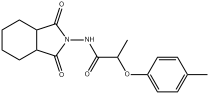 N-(1,3-dioxo-3a,4,5,6,7,7a-hexahydroisoindol-2-yl)-2-(4-methylphenoxy)propanamide Struktur