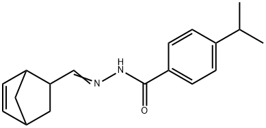 N-[(E)-5-bicyclo[2.2.1]hept-2-enylmethylideneamino]-4-propan-2-ylbenzamide Struktur