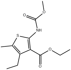 ethyl 4-ethyl-2-(methoxycarbonylamino)-5-methylthiophene-3-carboxylate Struktur