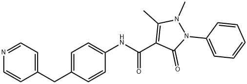 1,5-dimethyl-3-oxo-2-phenyl-N-[4-(pyridin-4-ylmethyl)phenyl]pyrazole-4-carboxamide Struktur