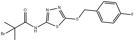 2-bromo-N-[5-[(4-fluorophenyl)methylsulfanyl]-1,3,4-thiadiazol-2-yl]-2-methylpropanamide Struktur