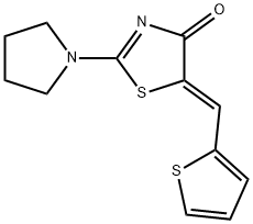 (5Z)-2-pyrrolidin-1-yl-5-(thiophen-2-ylmethylidene)-1,3-thiazol-4-one Struktur