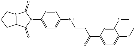 2-[4-[[3-(3,4-dimethoxyphenyl)-3-oxopropyl]amino]phenyl]-5,6,7,7a-tetrahydropyrrolo[1,2-c]imidazole-1,3-dione Struktur