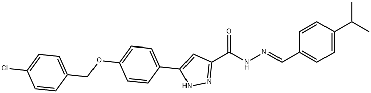 3-[4-[(4-chlorophenyl)methoxy]phenyl]-N-[(E)-(4-propan-2-ylphenyl)methylideneamino]-1H-pyrazole-5-carboxamide Struktur