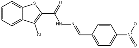 3-chloro-N-[(E)-(4-nitrophenyl)methylideneamino]-1-benzothiophene-2-carboxamide Struktur