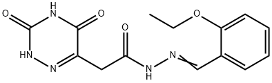 2-(3,5-dioxo-2H-1,2,4-triazin-6-yl)-N-[(E)-(2-ethoxyphenyl)methylideneamino]acetamide Struktur