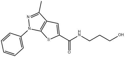 N-(3-hydroxypropyl)-3-methyl-1-phenylthieno[2,3-c]pyrazole-5-carboxamide Struktur