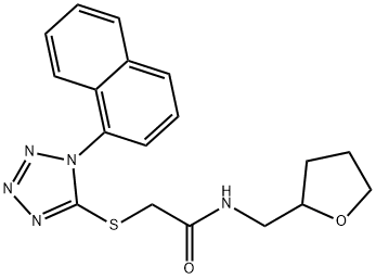 2-(1-naphthalen-1-yltetrazol-5-yl)sulfanyl-N-(oxolan-2-ylmethyl)acetamide Struktur