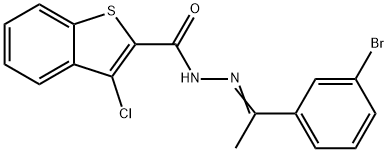 N-[(E)-1-(3-bromophenyl)ethylideneamino]-3-chloro-1-benzothiophene-2-carboxamide Struktur