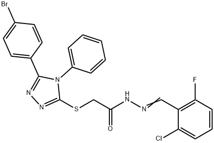 2-[[5-(4-bromophenyl)-4-phenyl-1,2,4-triazol-3-yl]sulfanyl]-N-[(E)-(2-chloro-6-fluorophenyl)methylideneamino]acetamide Struktur