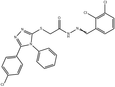 2-[[5-(4-chlorophenyl)-4-phenyl-1,2,4-triazol-3-yl]sulfanyl]-N-[(E)-(2,3-dichlorophenyl)methylideneamino]acetamide Struktur