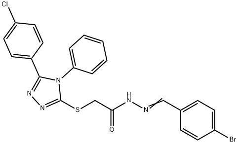 N-[(E)-(4-bromophenyl)methylideneamino]-2-[[5-(4-chlorophenyl)-4-phenyl-1,2,4-triazol-3-yl]sulfanyl]acetamide Struktur