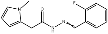 N-[(E)-(2-fluorophenyl)methylideneamino]-2-(1-methylpyrrol-2-yl)acetamide Struktur