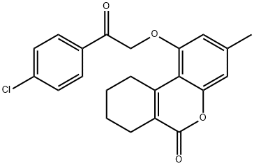 1-[2-(4-chlorophenyl)-2-oxoethoxy]-3-methyl-7,8,9,10-tetrahydrobenzo[c]chromen-6-one Struktur