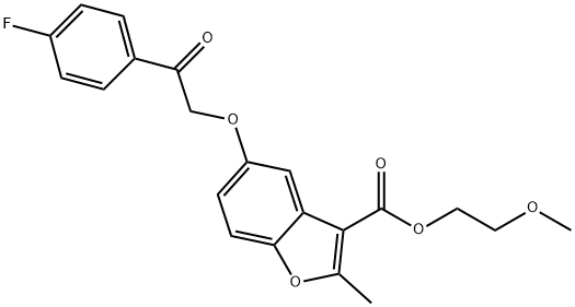 2-methoxyethyl 5-[2-(4-fluorophenyl)-2-oxoethoxy]-2-methyl-1-benzofuran-3-carboxylate Struktur