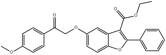 ethyl 5-[2-(4-methoxyphenyl)-2-oxoethoxy]-2-phenyl-1-benzofuran-3-carboxylate Struktur