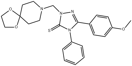 2-(1,4-dioxa-8-azaspiro[4.5]decan-8-ylmethyl)-5-(4-methoxyphenyl)-4-phenyl-1,2,4-triazole-3-thione Struktur