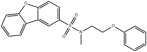 N-methyl-N-(2-phenoxyethyl)dibenzofuran-2-sulfonamide Struktur