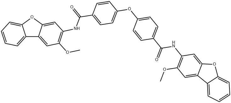 N-(2-methoxydibenzofuran-3-yl)-4-[4-[(2-methoxydibenzofuran-3-yl)carbamoyl]phenoxy]benzamide Struktur