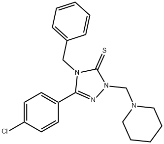 4-benzyl-5-(4-chlorophenyl)-2-(piperidin-1-ylmethyl)-1,2,4-triazole-3-thione Struktur