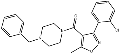 (4-benzylpiperazin-1-yl)-[3-(2-chlorophenyl)-5-methyl-1,2-oxazol-4-yl]methanone Struktur