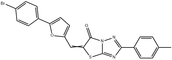 (5E)-5-[[5-(4-bromophenyl)furan-2-yl]methylidene]-2-(4-methylphenyl)-[1,3]thiazolo[3,2-b][1,2,4]triazol-6-one Struktur