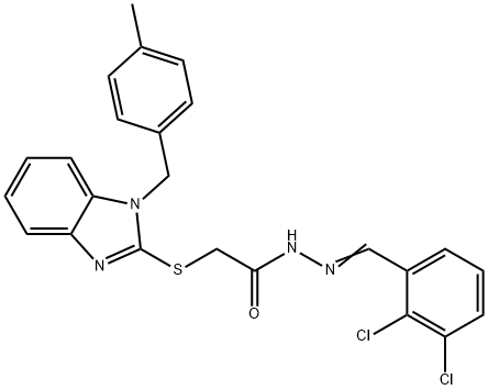 N-[(E)-(2,3-dichlorophenyl)methylideneamino]-2-[1-[(4-methylphenyl)methyl]benzimidazol-2-yl]sulfanylacetamide Struktur