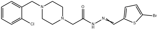 N-[(E)-(5-bromothiophen-2-yl)methylideneamino]-2-[4-[(2-chlorophenyl)methyl]piperazin-1-yl]acetamide Struktur