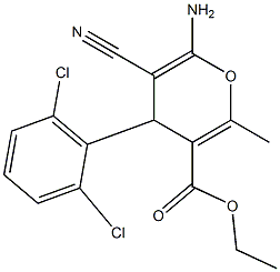 ethyl 6-amino-5-cyano-4-(2,6-dichlorophenyl)-2-methyl-4H-pyran-3-carboxylate Struktur