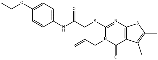 2-(5,6-dimethyl-4-oxo-3-prop-2-enylthieno[2,3-d]pyrimidin-2-yl)sulfanyl-N-(4-ethoxyphenyl)acetamide Struktur