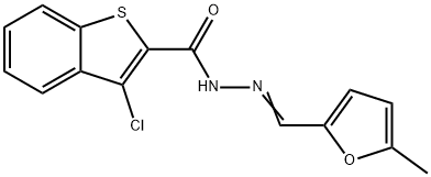 3-chloro-N-[(E)-(5-methylfuran-2-yl)methylideneamino]-1-benzothiophene-2-carboxamide Struktur