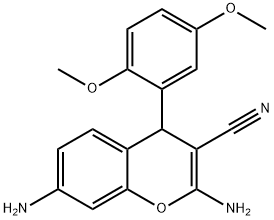 2,7-diamino-4-(2,5-dimethoxyphenyl)-4H-chromene-3-carbonitrile Struktur