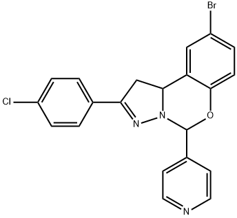 9-bromo-2-(4-chlorophenyl)-5-pyridin-4-yl-5,10b-dihydro-1H-pyrazolo[1,5-c][1,3]benzoxazine Struktur