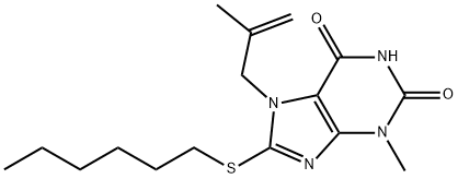 8-hexylsulfanyl-3-methyl-7-(2-methylprop-2-enyl)purine-2,6-dione Struktur