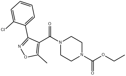 ethyl 4-[3-(2-chlorophenyl)-5-methyl-1,2-oxazole-4-carbonyl]piperazine-1-carboxylate Struktur