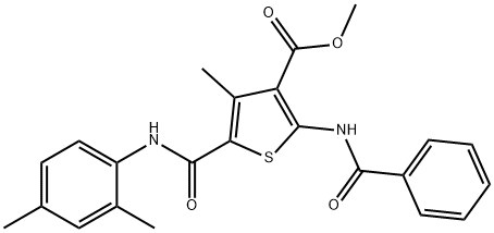 methyl 2-benzamido-5-[(2,4-dimethylphenyl)carbamoyl]-4-methylthiophene-3-carboxylate Struktur