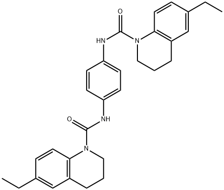 6-ethyl-N-[4-[(6-ethyl-3,4-dihydro-2H-quinoline-1-carbonyl)amino]phenyl]-3,4-dihydro-2H-quinoline-1-carboxamide Struktur