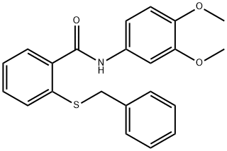 2-benzylsulfanyl-N-(3,4-dimethoxyphenyl)benzamide Struktur