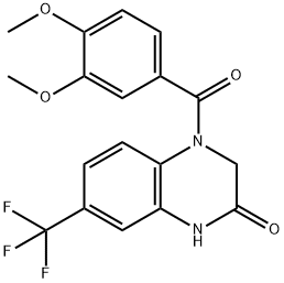 4-(3,4-dimethoxybenzoyl)-7-(trifluoromethyl)-1,3-dihydroquinoxalin-2-one Struktur