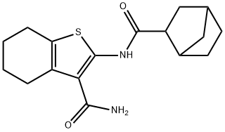 2-(bicyclo[2.2.1]heptane-3-carbonylamino)-4,5,6,7-tetrahydro-1-benzothiophene-3-carboxamide Struktur