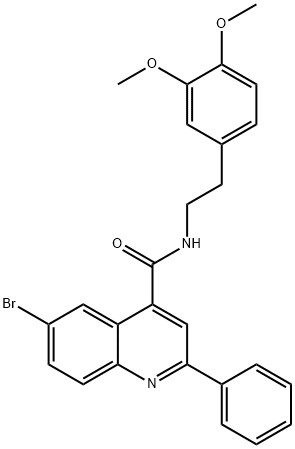 6-bromo-N-[2-(3,4-dimethoxyphenyl)ethyl]-2-phenylquinoline-4-carboxamide Struktur