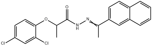 2-(2,4-dichlorophenoxy)-N-[(E)-1-naphthalen-2-ylethylideneamino]propanamide Struktur